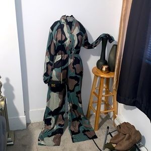 Army Fatigue Plus Size Jumpsuit Romper